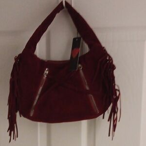 Elegant Burgundy Fringe Handbag- NWT